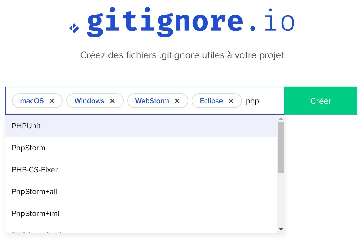 Preview of the "gitignore.io" homepage